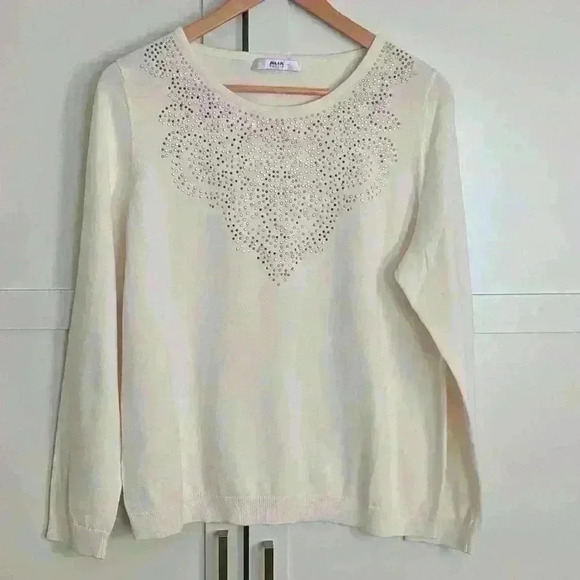 Alia Petites Women's Jeweled  Sweater - Picture 1 of 3